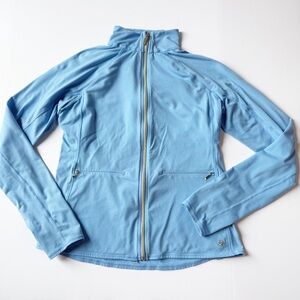Lilly Pulitzer Luxletic Kapri Full Zip Up Gold Accents Blue Peri Stripe Large